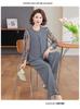Women's 2025 Stylish Spring Suit: Gauze Sleeve Blouse & Two-Piece Set for Middle-Aged & Elderly