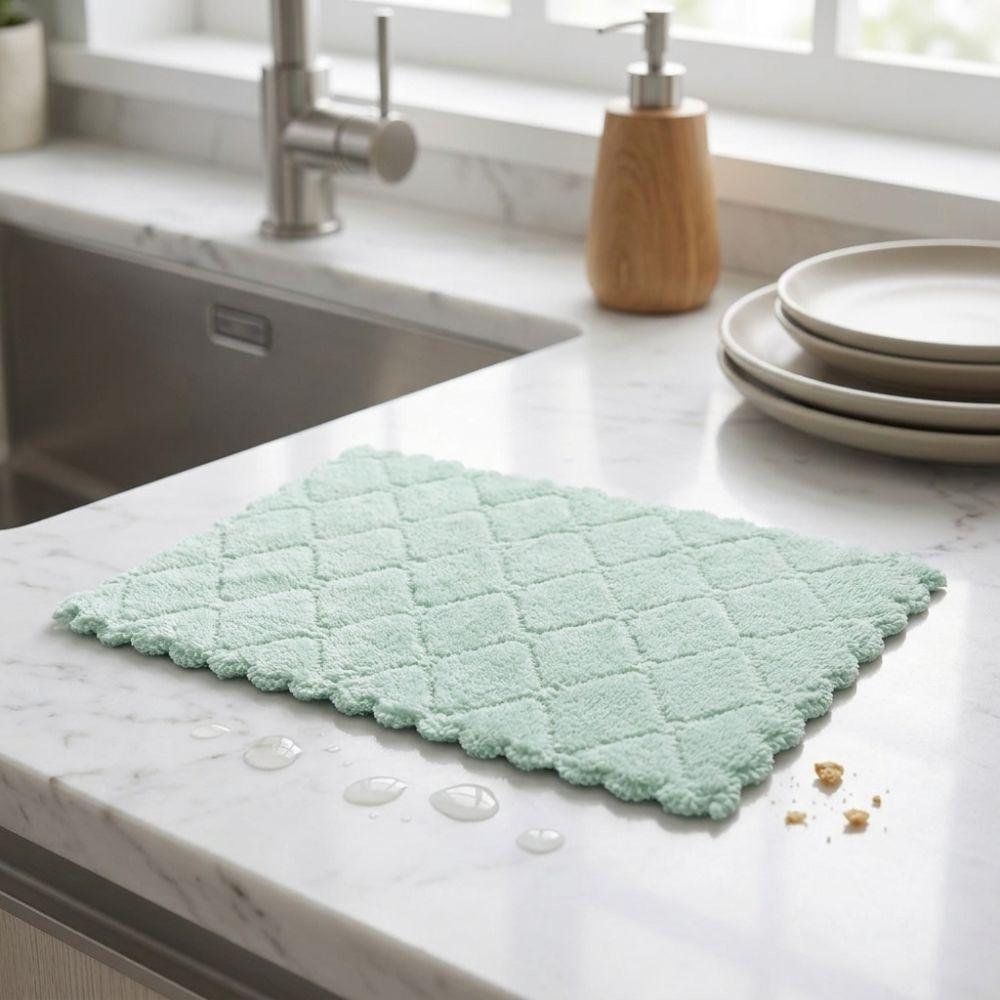 12pcs Thick Soft Kitchen Dish Cloth Super Absorbent Double-Sided Towel  Kitchen Cleaning