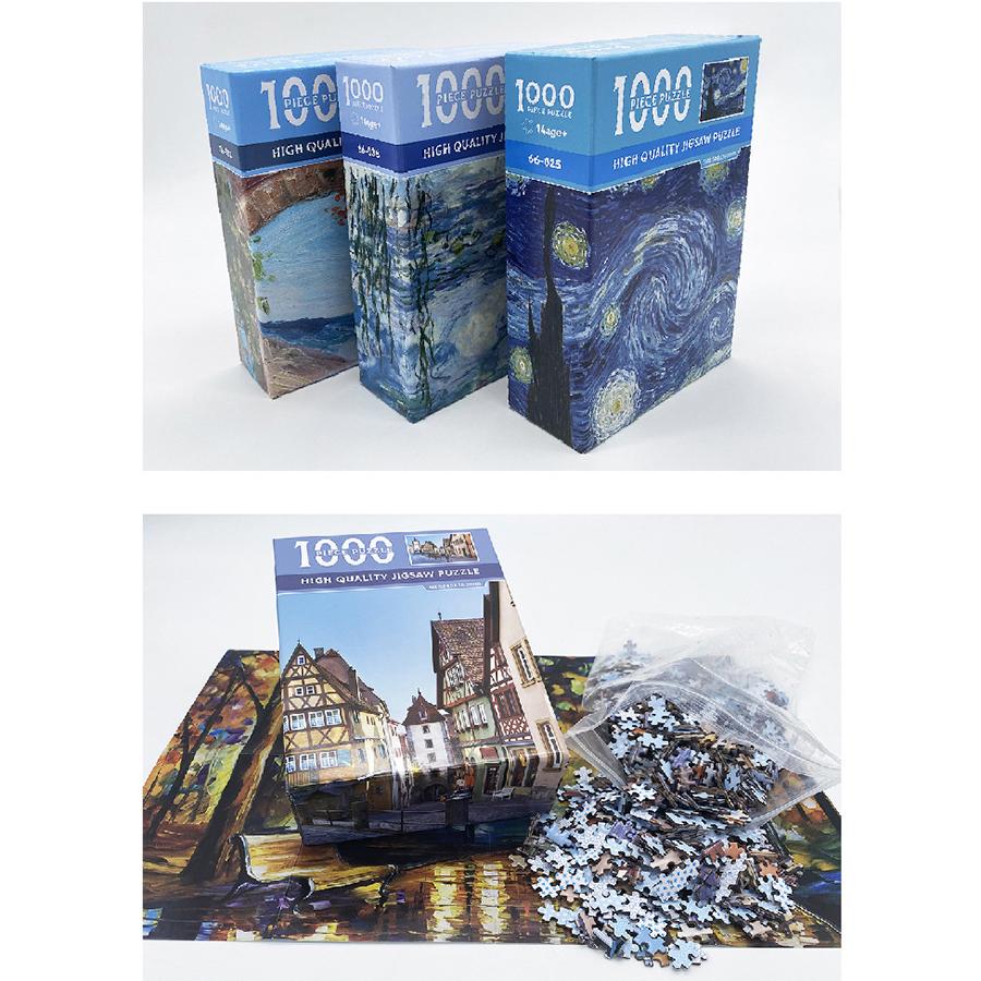 1000 Pieces of Oil Painting Puzzle for Adults Paper Puzzle World Famous Paintings Starry Town Water Lily Snow Mangroves