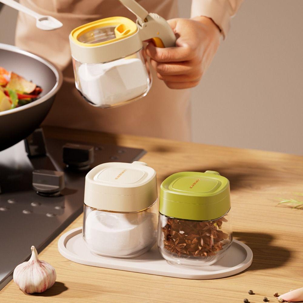 New Glass Plastic Glass Seasoning Bottles Transparent Seasoning Display Spice Containers Pepper Bottle Kitchen Supplies