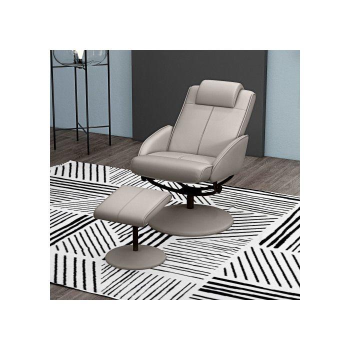 Fauteuil de loisirs - MUVOE - Pivotant 360° - Gris - Repose-pieds inclus - Confort ergonomique