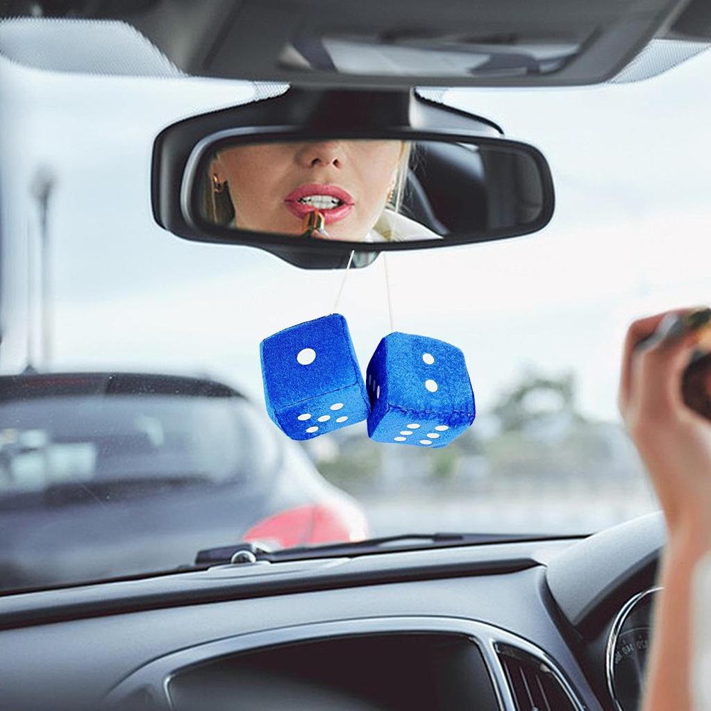 Car Dice Plush Hanging Decoration, Fuzzy Dice, Car Mirror Decoration, Car Decoration, Dice, Car