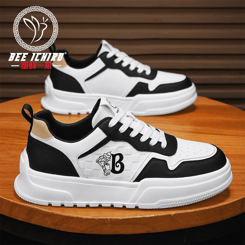 Casual spring and summer men's shoes do not stink feet sports style soft leather shoes versatile low-top board shoes