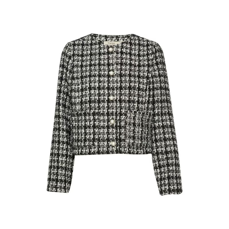 

Внешняя торговля Чистый Юань Женская одежда Осень Круглый вырез Длинный рукав Жемчужная застежка Изящная текстура Топ Верхняя одежда Black and White grid 40