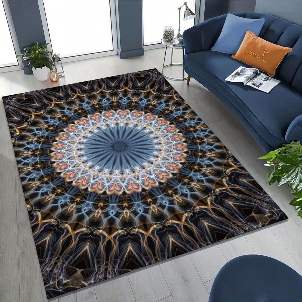 2026 Rainbow Mandala Flower Chakras Yoga Bohemia Art Rug for Bedroom Living Room Sofa Home Doormat Decor,Kid Non-slip Floor Mat