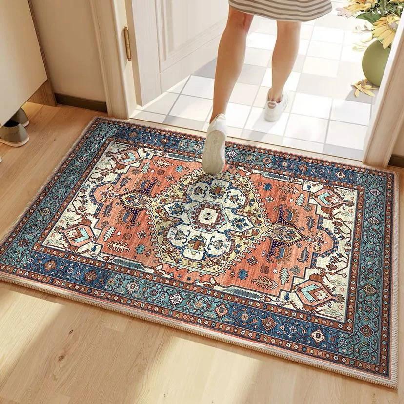 Entrance Carpet Anti-slip Anti-fouling Dirt-resistant Carpet Retro Color Ethnic Style Rugs Outdoor Welcoming Home Decoration Mat