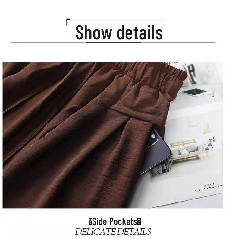 Women's Retro Drapey Wide-Leg Pants: Slimming, Elegant Straight-Leg Trousers for Spring/Summer 2025