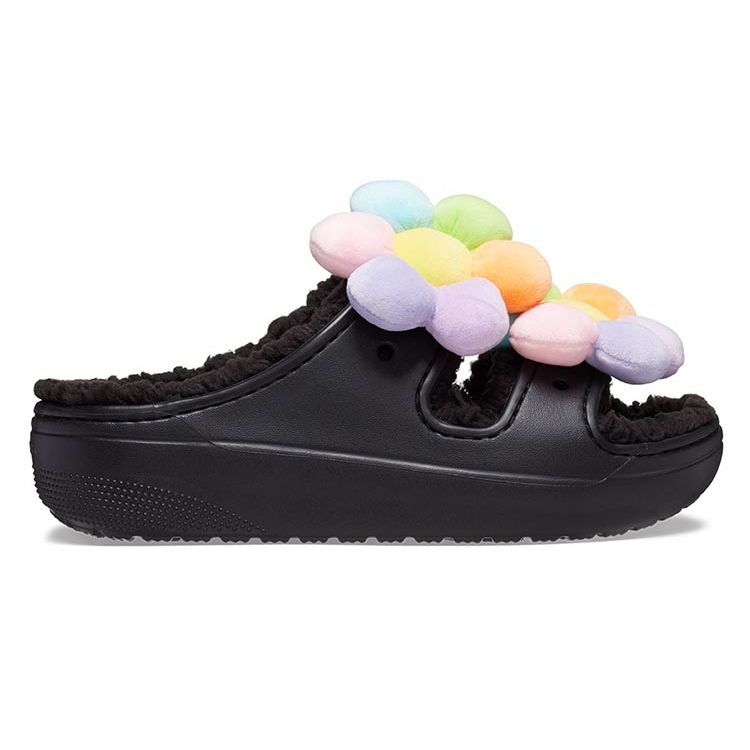 Crocs Classic Warm Fleece Floral Slippers Unisex Slippers Black 209240-001