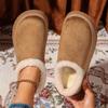 Fashion 2025 New Faux Suede Fur Slippers Women Winter Slip On Non Slip Thick Sole Snow Boots Woman Warm Thicken Plush Cotton Shoes 36-41