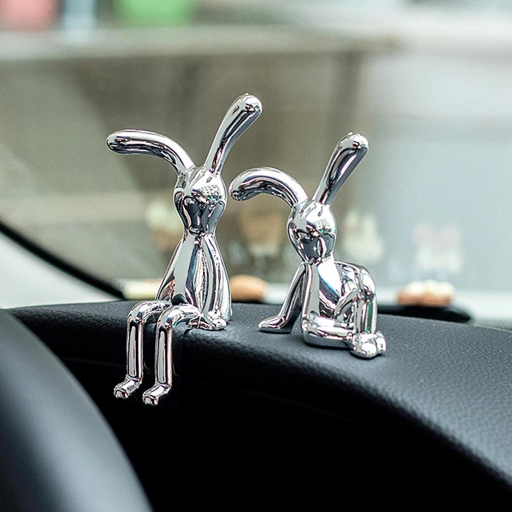 1-6PCS Rabbit Animal Decor Modern Style Cartoon Bunny Sculptures Silver Nordic Rabbit Statue Living Room Decoration