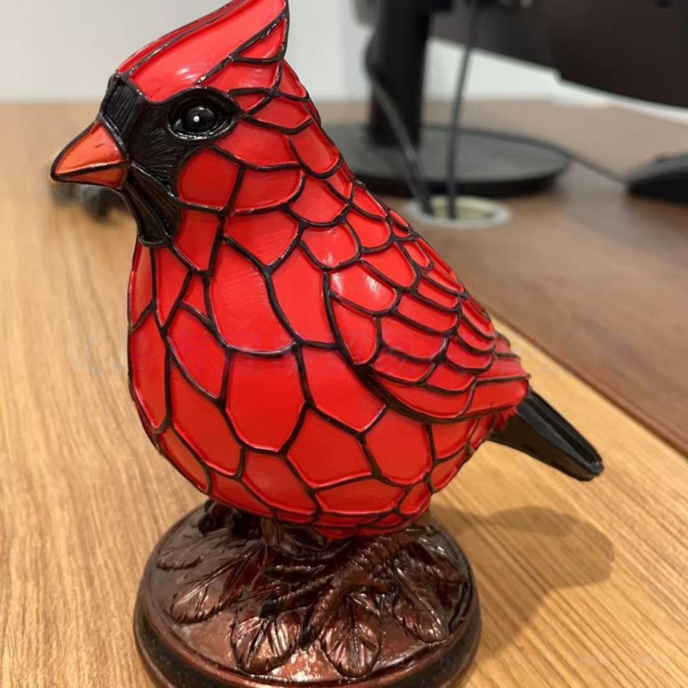 Resin Cardinal Lamp Night Light for Living Room Decor Providing Calming Glow and Ornamental Cardinal Pattern to Enhance Space