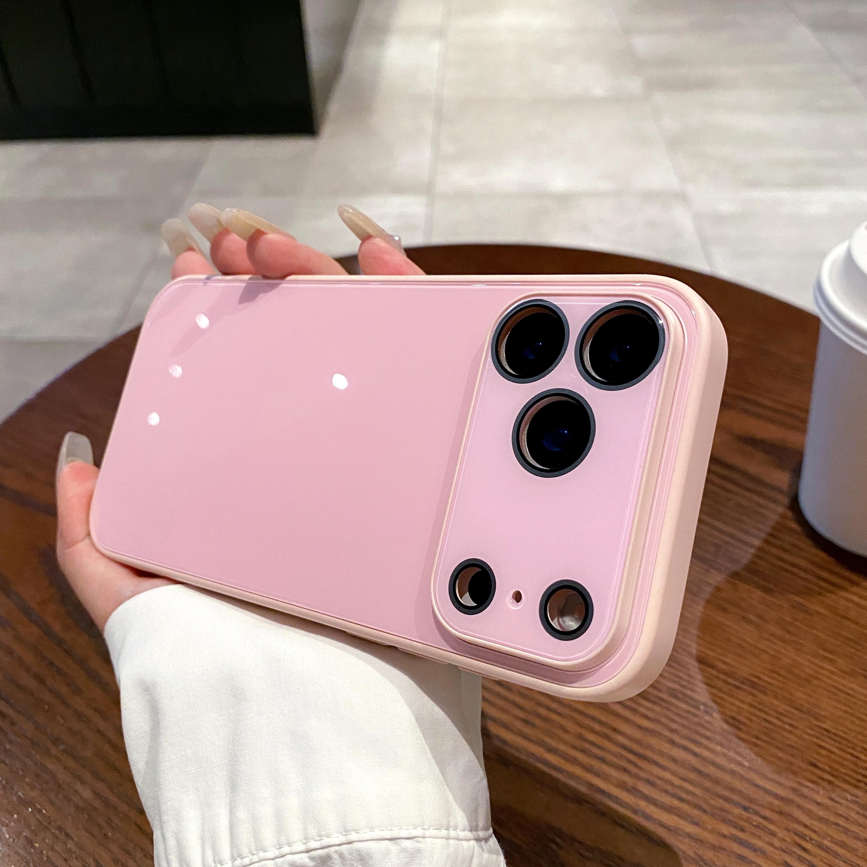 

For iPhone 17 16 15 14 13 Pro Max 17Air Glass Phone Case Glass Lens Full Protection TPU Frame Candy Glossy Shockproof Hard Cover For IPhone 17 ProMax