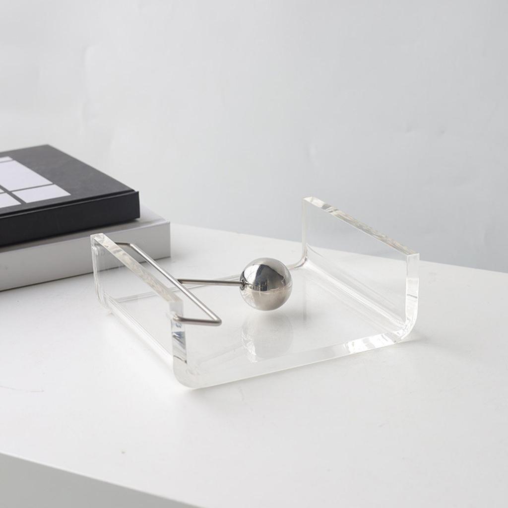 Acrylic Napkin Holder Trnsparent Desktop Napkin Stand with Weighted Arm for Bar Home Kitchen Countertop Dining Table Bathroom
