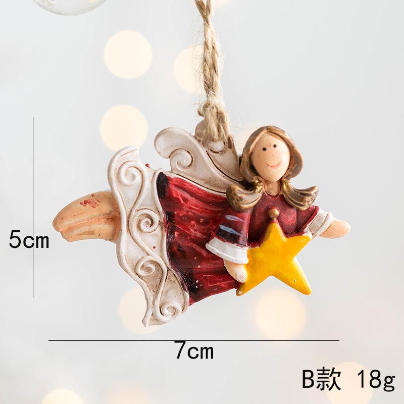 New Christmas Painted Resin Santa Claus Heart Pendant Retro Style Christmas Tree Imitation Ceramic Decoration navidad 2025
