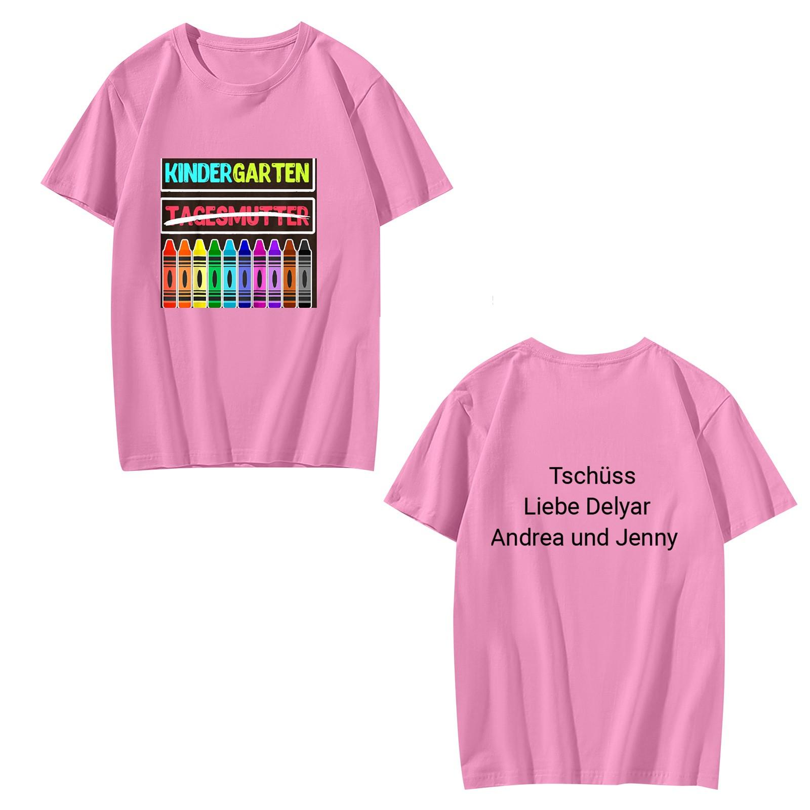 

Children s T-shirt Casual Loose Printed Round Neck Pullover Short Sleeve Top One Size розовый