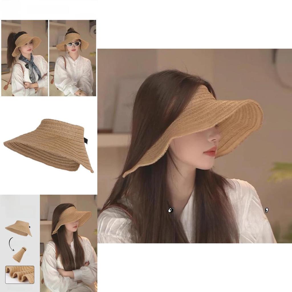 Summer Wide Brim Woven Hat For Women With Breathable Sunshade Beach Sun Hat
