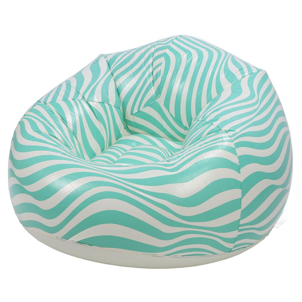 Aufblasbarer Stuhl PVC Wellenstreifenmuster Ergonomisches Design Minimalismus Aufblasbarer Sitzsackstuhl Grün