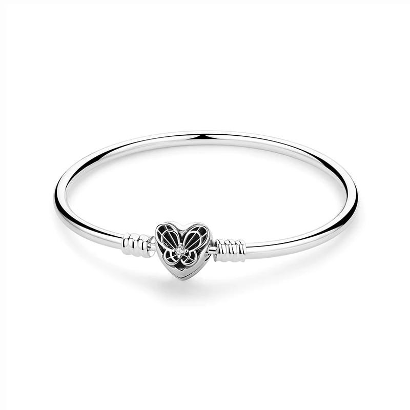 Originale 925 Sterling Sølv Armbånd Armbånd Krystallkule Kjærlighet Hjertelås Perler Charms Moments Armbånd For Kvinner DIY smykker