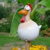 Funny Chicken Figurine with Dangling Legs Big Eyes Resin Cartoon Rooster Statue for Outdoor Garden Lawn Patio Balcony Decor
