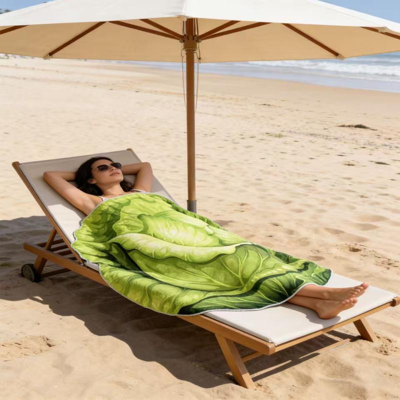 1PC Creative Cabbage Print Beach Towel Quick Dry Ultrafine Fiber Beach Holiday Bath Towel