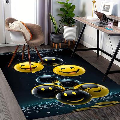 1pc Smiley Face Chair Mat - Anime Cartoon Design, Non-Slip Carpet for Office and Home Decor, Suitable for All Seasons.A056