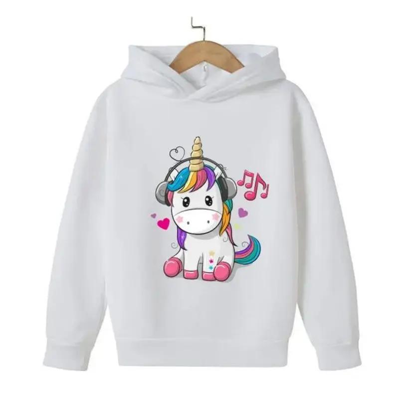 Children Unicorn Cartoon Hoodie Clothing Boys Girls Tops 3-12 Years Cute Printing Hoodie Spring Autumn Kid Pullover Sweatshirt