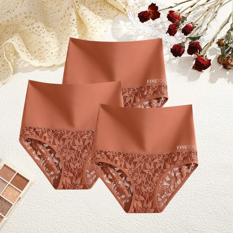 

3 шт./компл., утягивающие трусики с высокой талией, кружевные трусики, женское нижнее белье, шелковые мягкие трусы с промежностью, нижнее белье, корректирующее белье XXXL&Set