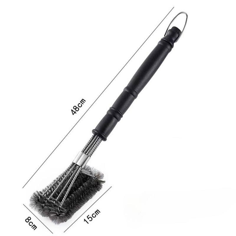 Griglia per barbecue Spazzola per barbecue in acciaio inossidabile Setole metalliche Spazzole per pulizia antiaderenti con manico Rimuovi macchie Accessori per barbecue
