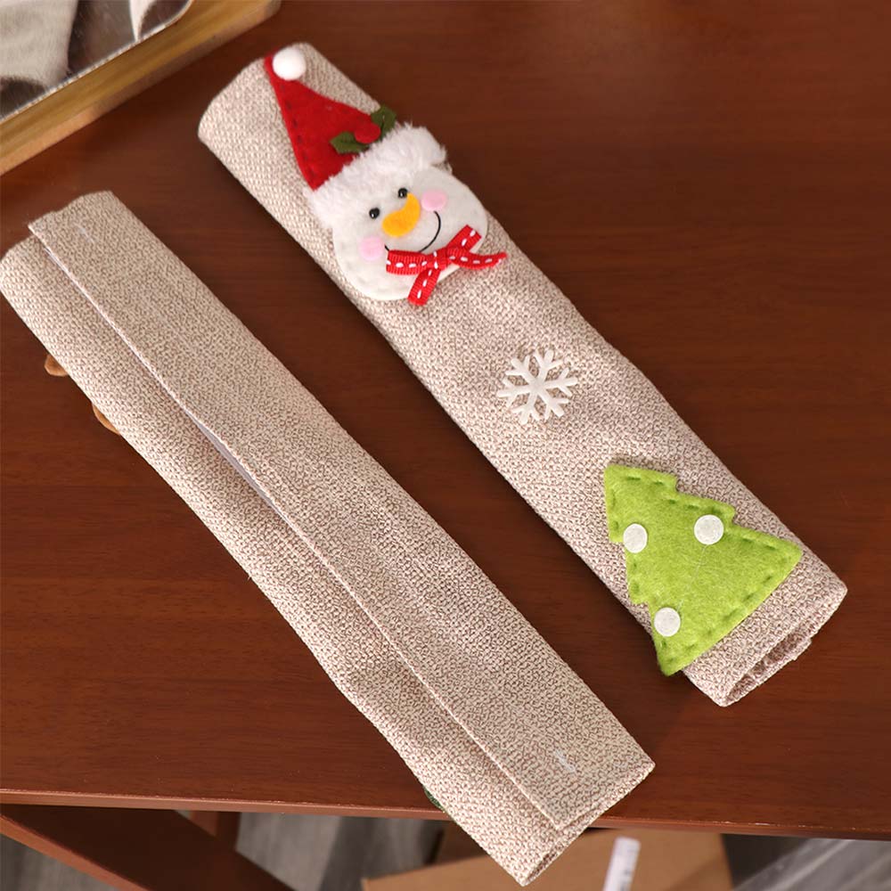 3Pcs/set Santa Claus Christmas Fridge Handle Cover Snowman Refrigerator Handle Sticker  Refrigerator