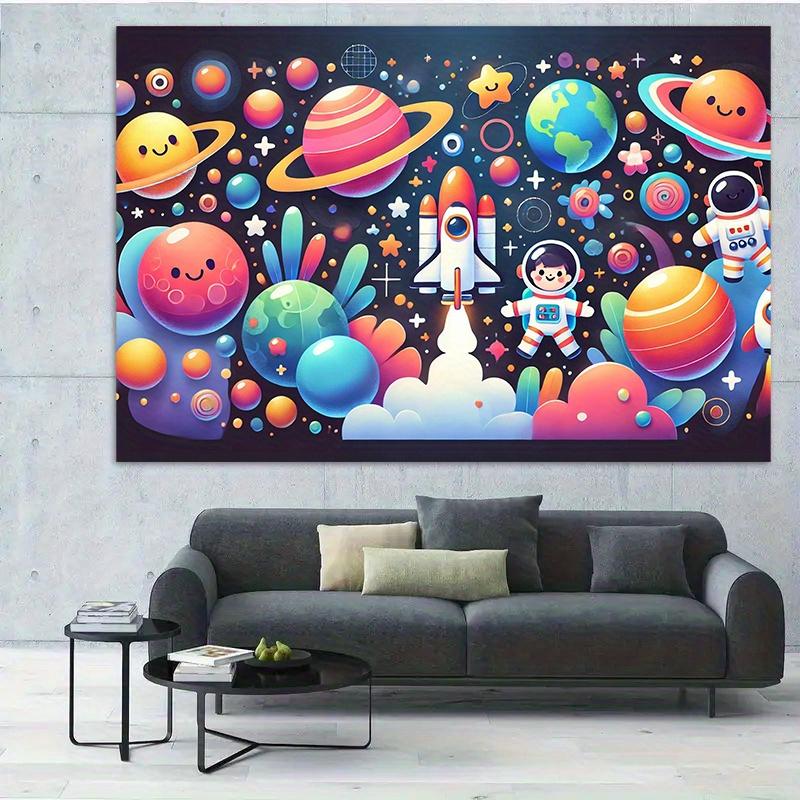 1 piece of 2D background banner a wonderful space journey featuring astronauts and planets full of vitality 100x150cm