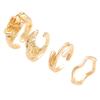 4Pcs/Set Vintage Gold Color Irregular Moon Rings for Women Men Punk Geometric Metal Adjustable Opening Rings Set Jewelry Gifts