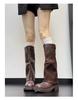 Two Thick-soled Small Men Wear Removable Boots for Women's 2025 New Versatile Pleated But Knee Trousers Knight Boots