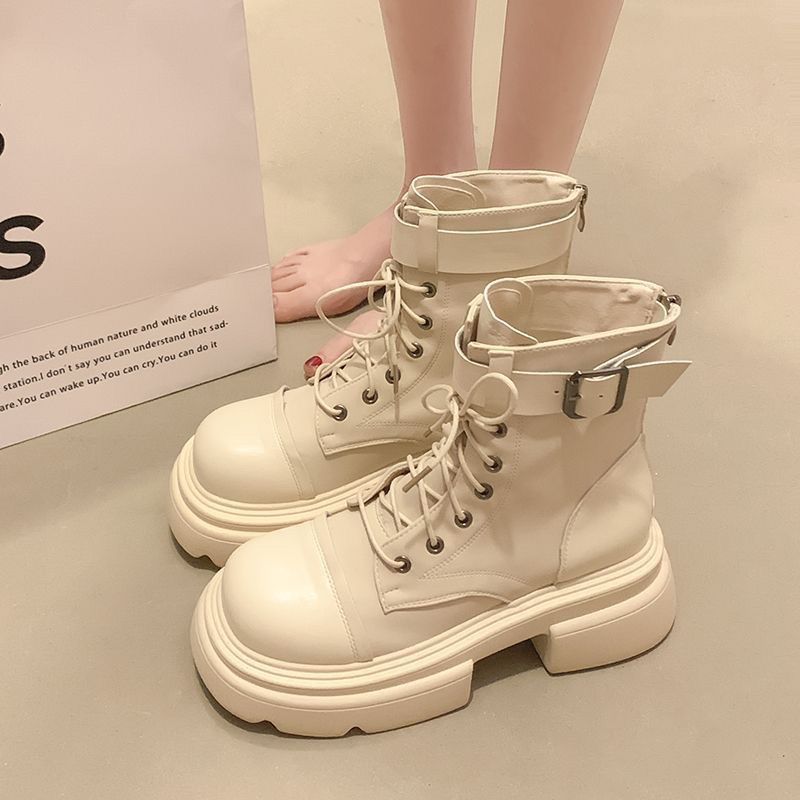 

White British Martin boots women s summer new 2025 super fire fashion versatile heightening platform short boots trendy women 35
