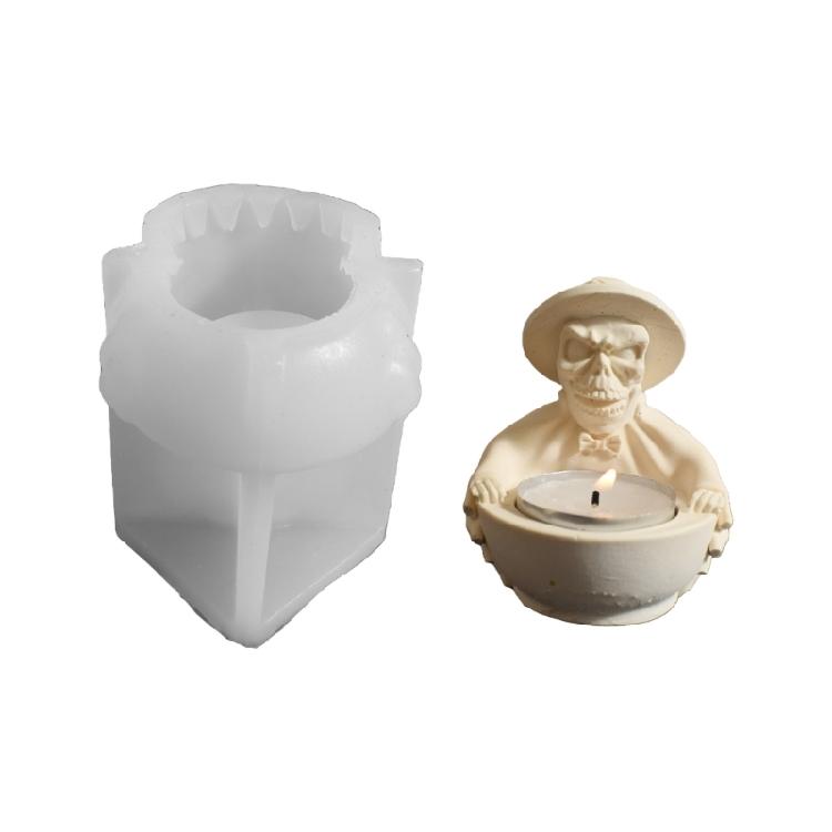 

Halloween Themed Silicone Skull Candle Mold Reusable Crafting Supplies Silicone Texture for Home Decorating and Gifts
