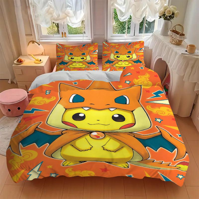 Pikachu Dragon Costume Adventure Print 3Pcs Bedding Setduvet Cover With 2 Bedropillowcase Home Birthday Gift