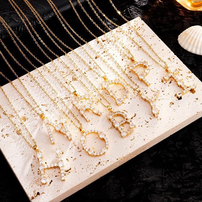 Luxury 26 Letter Necklace Women Unique Design White Zircon Crystal Collarbone Chain Party Jewelry Christmas Gift