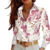 1116 Neues Damen Langarmshirt Sommer Europäischer und Amerikanischer Trend 1D Bedrucktes Hemd