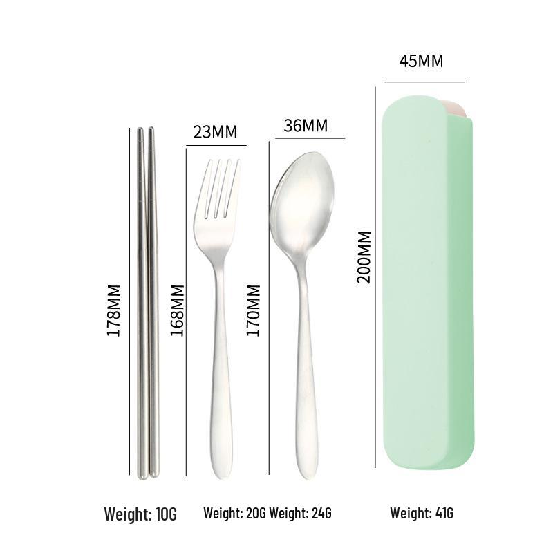 Stainless Steel Cutlery Set: Spoon, Fork & Chopsticks with Pointed Ends - Portable for Outdoor, Student, or Gift Use