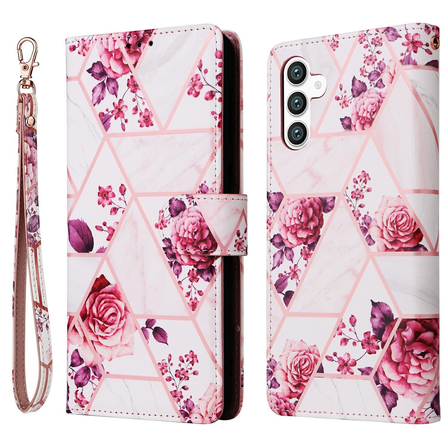 

For Samsung Galaxy S25+/S24+ Case Lacquered Marble Pattern Leather Phone Cover B