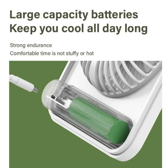Přenosný stolní ventilátor dobíjecí 1200mAh bateriový stojací ventilátor s digitálním displejem Mimořádně tichý skládací stolní ventilátor 5 nastavitelných rychlostí