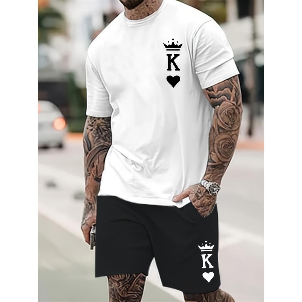 Men's Set Relaxed Fit Short Sleeve Shorts Set Men's Sportswear  Casual Wear Summer Casual Suit