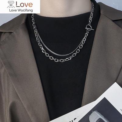 Edelstahl Hip Hop Ot Schlüsselbein Ketten Einfachheit Bilayer Mann Halskette Unisex Halsband Hals Schmuck