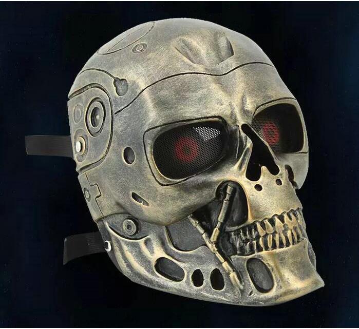 Silberne und kupferfarbene DC-10 Terminator-Maske für Halloween-Kostümparty und Rollenspiel