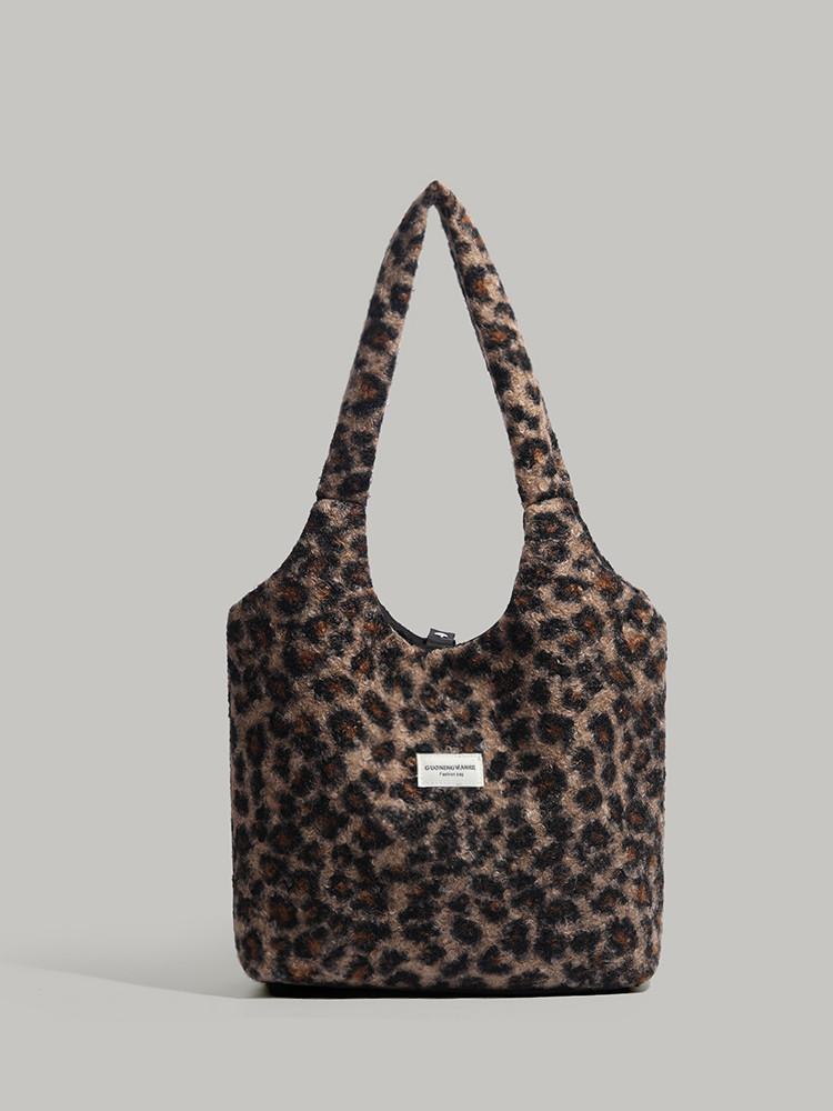 

Autumn and winter leopard print shoulder bag Japanese ins niche design commuter tote bag student large-capacity handbag female коричневий
