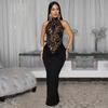 Women's Sexy Halter Lace Sleeveless Split Dress - European/American Fashion