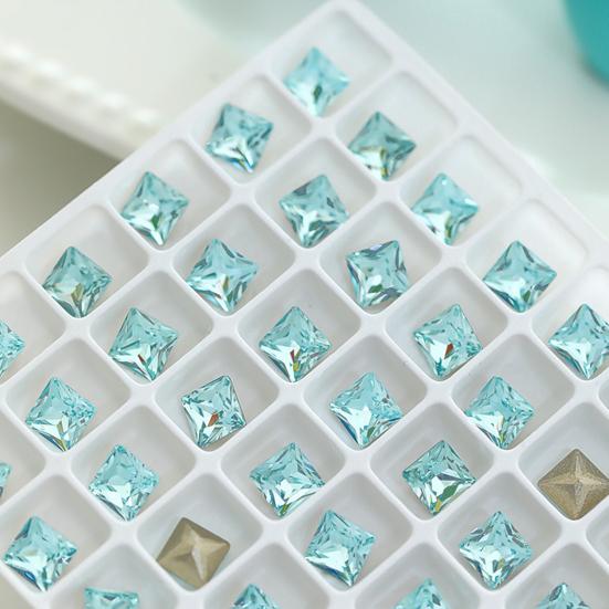 1 Pair 3D Rhinestone Nail Art Charm Light Sea Blue Geometric Faux Crystal Nail Design Jewelry DIY Crafts Nail Decoration