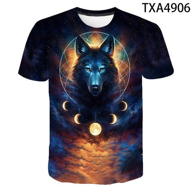

Футболка с 3D волком, новая летняя мужская и женская детская повседневная футболка с короткими рукавами, модная футболка с принтом, топы, крутые футболки для мальчиков и девочек L