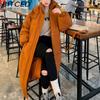 BITCED Women's Long Winter Coat - Knee-Length, Loose-Fit Down Jacket, Thickened Cotton-Padded Coat