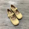 Fashion 2025 Flat Shoes Women's Spring Autumn New Vintage Mary Jane Shoes Women's Shallow Square Toe Large Size Women's Shoes 41-43