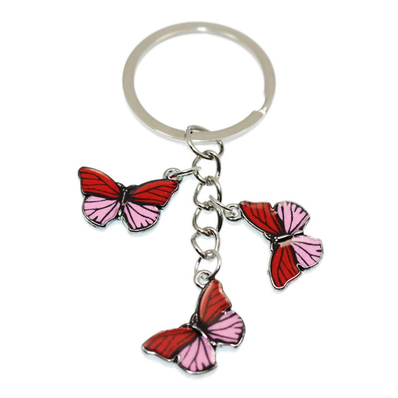 Cute Colorful Butterfly KeyChains Bag Charm Cell Phone Accessory Preppy Schoolbag Pendant Key Rings Christmas Xmas Jewelry Gifts